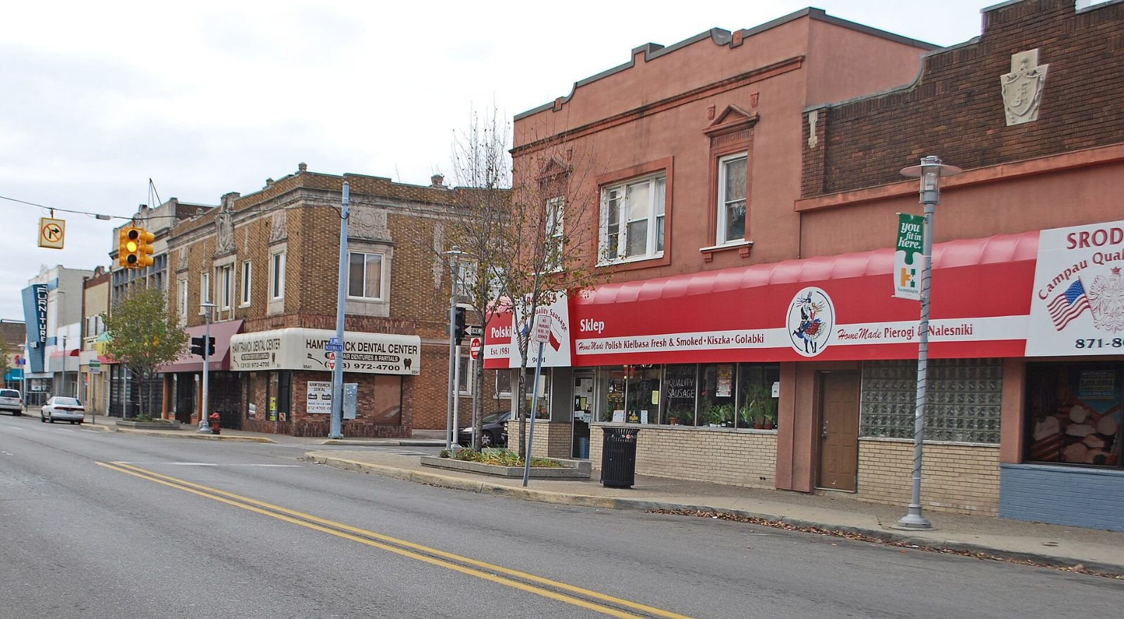Storefronts along Joseph Campau Avenue in Hamtramck